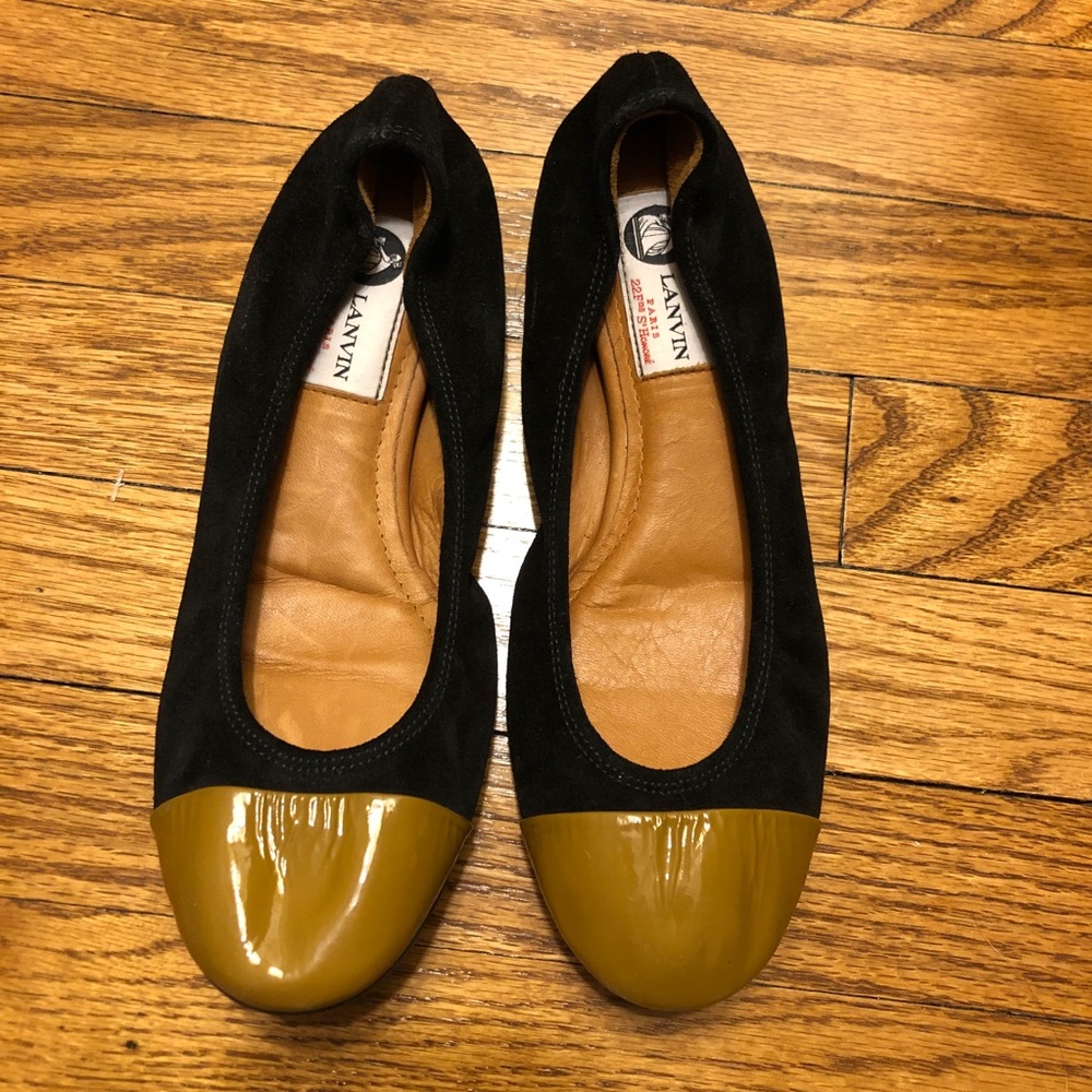 Lanvin suede cap toe ballet flats